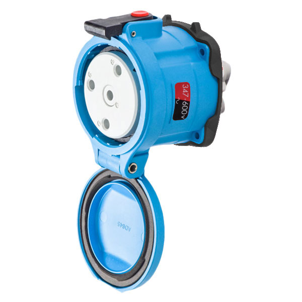 33-64146 - DS60 RECEPTACLE POLY BLUE SIZE 4 TYPE 3R 2P+N+G 60A 347/600 VAC 60 Hz